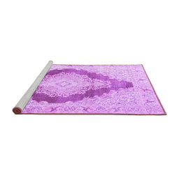 Sideview of Machine Washable Persian Purple Traditional Area Rugs, wshtr3707pur