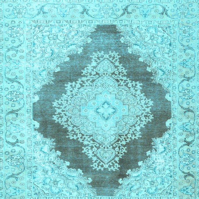 Square Machine Washable Persian Light Blue Traditional Rug, wshtr3707lblu