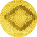 Round Persian Yellow Traditional Rug, tr3707yw