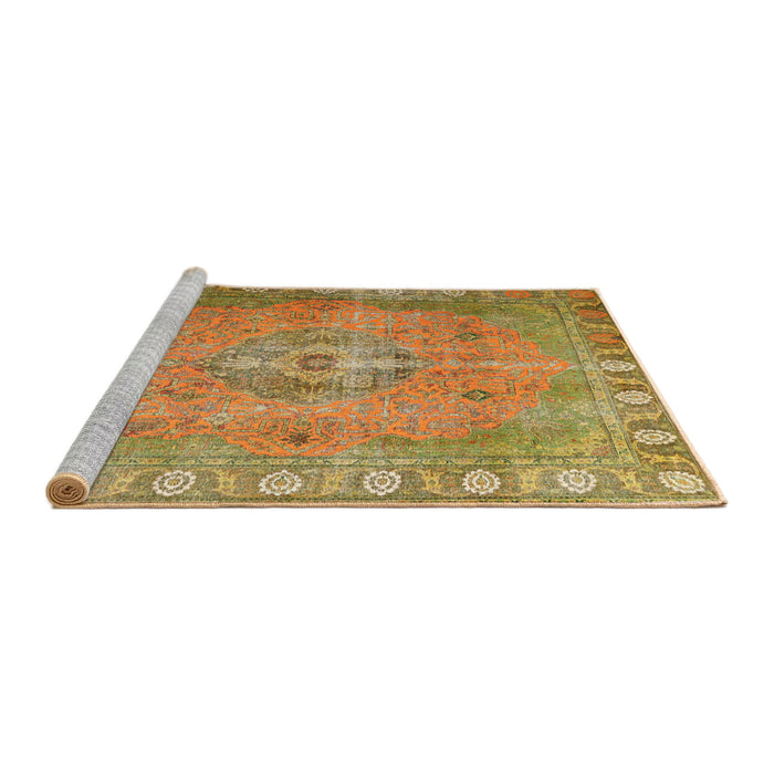 Sideview of Machine Washable Traditional Gold Rug, wshtr3708
