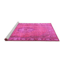 Sideview of Machine Washable Persian Pink Traditional Rug, wshtr3708pnk