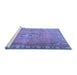 Sideview of Machine Washable Persian Blue Traditional Rug, wshtr3708blu