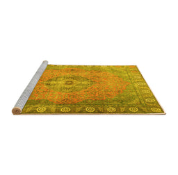 Sideview of Machine Washable Persian Yellow Traditional Rug, wshtr3708yw