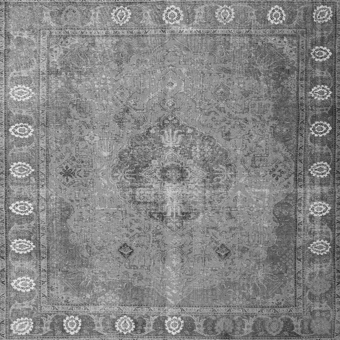 Round Machine Washable Persian Gray Traditional Rug, wshtr3708gry