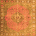 Round Machine Washable Persian Orange Traditional Area Rugs, wshtr3708org