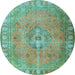 Round Persian Light Blue Traditional Rug, tr3708lblu