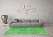 Machine Washable Persian Emerald Green Traditional Area Rugs in a Living Room,, wshtr3708emgrn