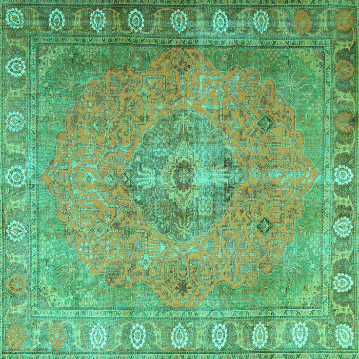 Square Machine Washable Persian Turquoise Traditional Area Rugs, wshtr3708turq