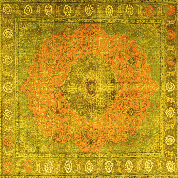 Square Persian Yellow Traditional Rug, tr3708yw