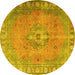 Round Persian Yellow Traditional Rug, tr3708yw