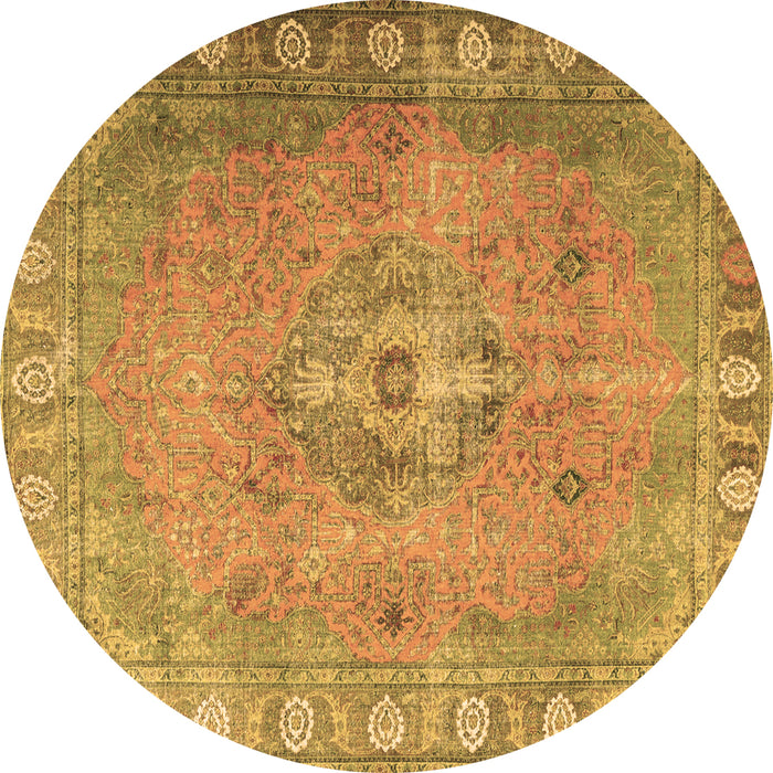 Round Persian Brown Traditional Rug, tr3708brn