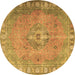 Round Persian Brown Traditional Rug, tr3708brn