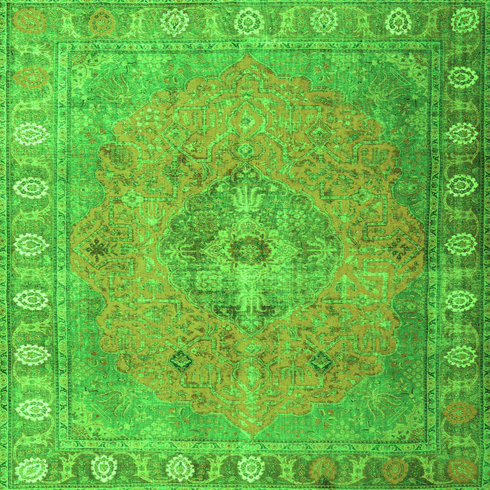 Round Machine Washable Persian Green Traditional Area Rugs, wshtr3708grn