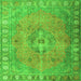 Round Machine Washable Persian Green Traditional Area Rugs, wshtr3708grn