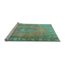 Sideview of Machine Washable Persian Light Blue Traditional Rug, wshtr3708lblu