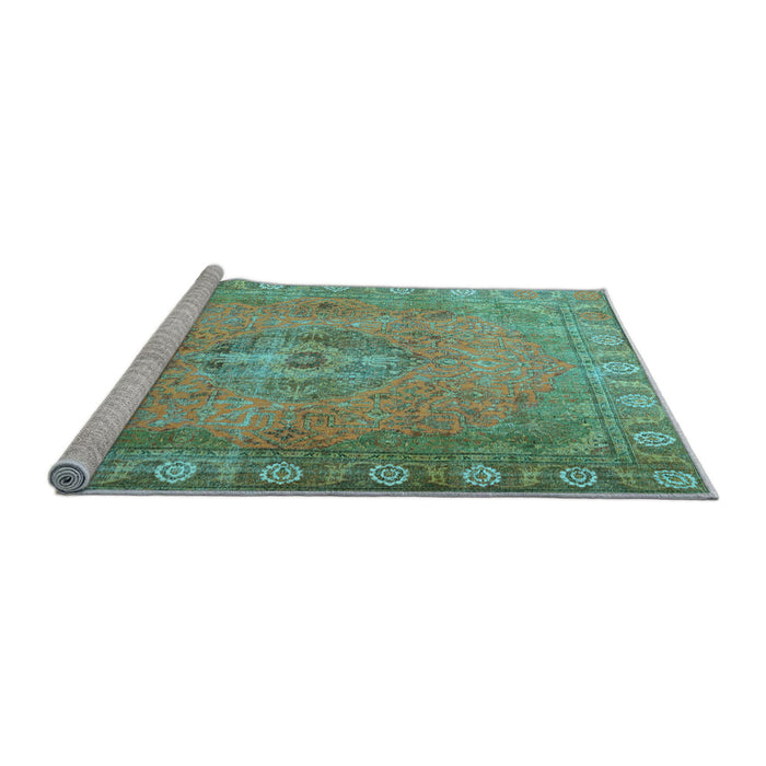 Sideview of Machine Washable Persian Light Blue Traditional Rug, wshtr3708lblu