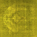 Square Machine Washable Persian Yellow Traditional Rug, wshtr3709yw