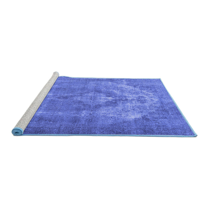Sideview of Machine Washable Persian Blue Traditional Rug, wshtr3709blu