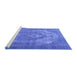 Sideview of Machine Washable Persian Blue Traditional Rug, wshtr3709blu