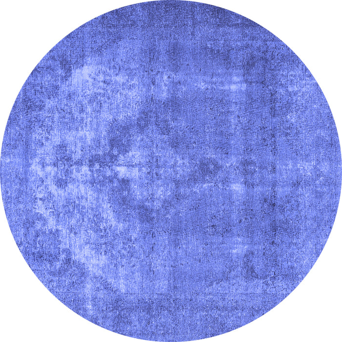 Round Machine Washable Persian Blue Traditional Rug, wshtr3709blu
