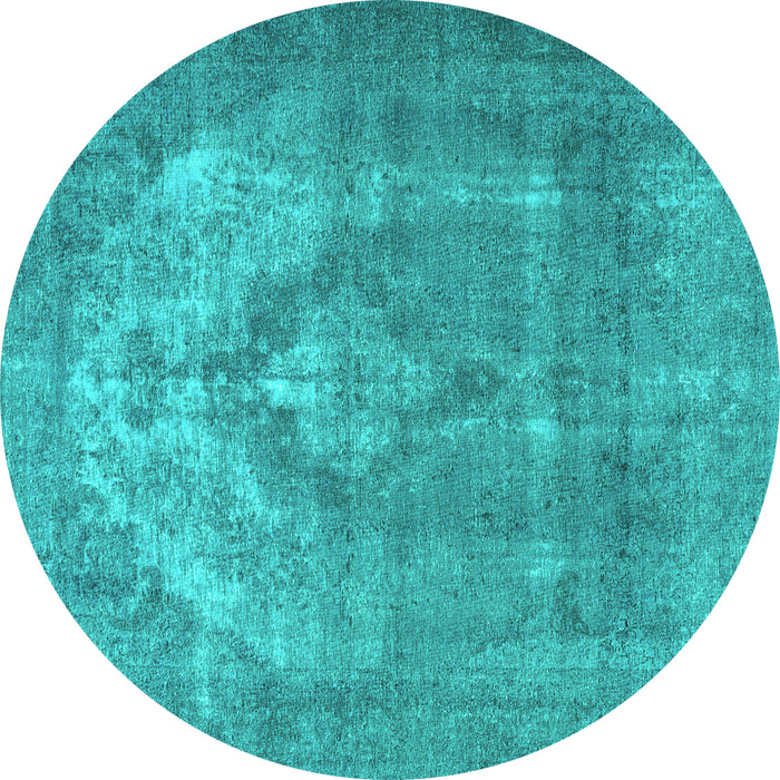 Round Persian Turquoise Traditional Rug, tr3709turq