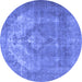 Round Persian Blue Traditional Rug, tr3709blu