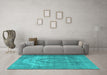 Machine Washable Persian Turquoise Traditional Area Rugs in a Living Room,, wshtr3709turq