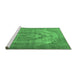 Sideview of Machine Washable Persian Emerald Green Traditional Area Rugs, wshtr3709emgrn