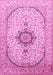 Machine Washable Medallion Pink Traditional Rug, wshtr370pnk