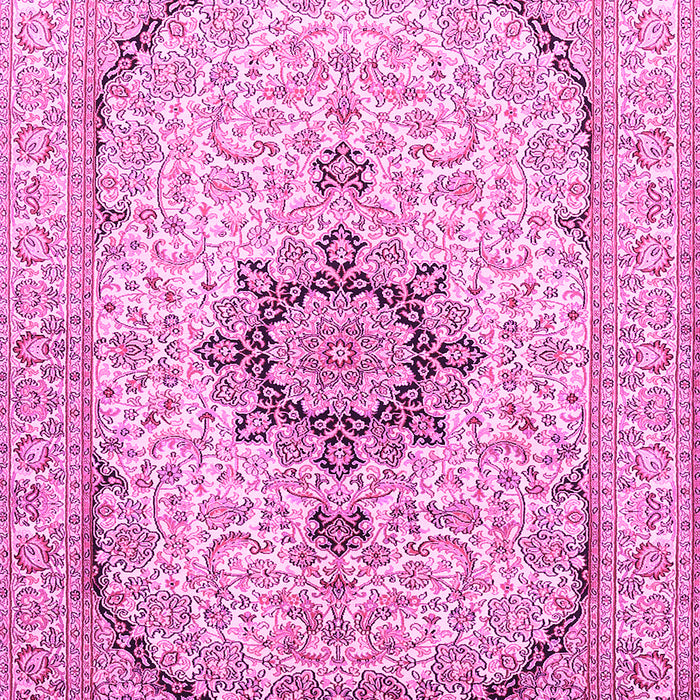 Machine Washable Medallion Pink Traditional Rug, wshtr370pnk