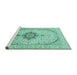 Sideview of Machine Washable Medallion Turquoise Traditional Area Rugs, wshtr370turq