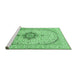 Sideview of Machine Washable Medallion Emerald Green Traditional Area Rugs, wshtr370emgrn