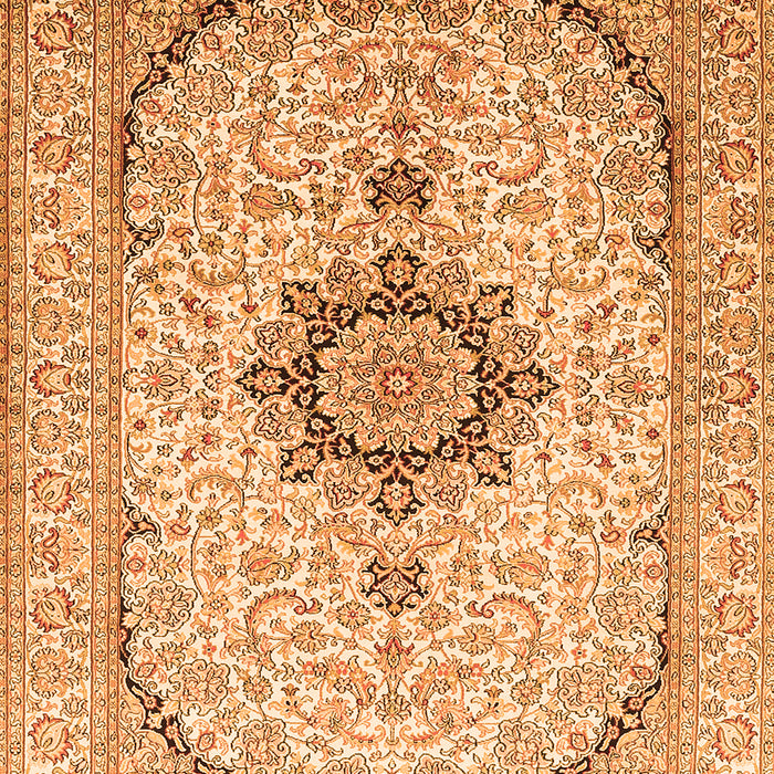 Serging Thickness of Machine Washable Medallion Orange Traditional Area Rugs, wshtr370org