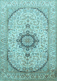 Medallion Light Blue Traditional Rug, tr370lblu