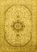 Machine Washable Medallion Yellow Traditional Rug, wshtr370yw