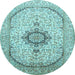 Round Medallion Light Blue Traditional Rug, tr370lblu