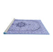 Sideview of Machine Washable Medallion Blue Traditional Rug, wshtr370blu