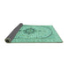 Sideview of Medallion Turquoise Traditional Rug, tr370turq