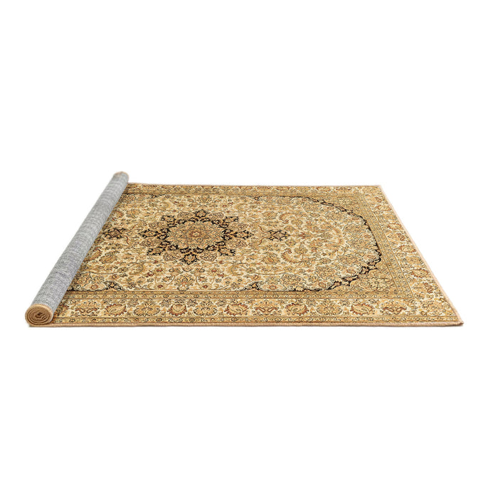 Sideview of Machine Washable Medallion Brown Traditional Rug, wshtr370brn
