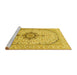 Sideview of Machine Washable Medallion Yellow Traditional Rug, wshtr370yw