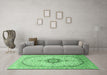 Machine Washable Medallion Emerald Green Traditional Area Rugs in a Living Room,, wshtr370emgrn