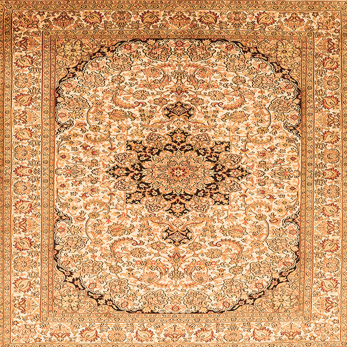 Serging Thickness of Medallion Orange Traditional Rug, tr370org