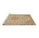 Sideview of Machine Washable Traditional Brown Gold Rug, wshtr371