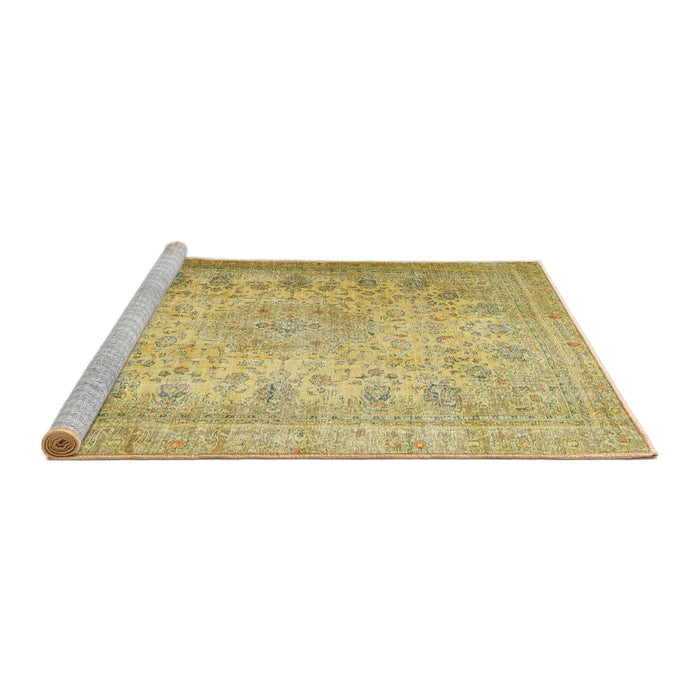Sideview of Machine Washable Traditional Caramel Brown Rug, wshtr3710