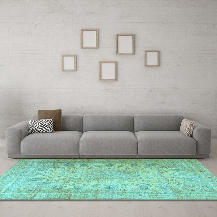 Machine Washable Persian Light Blue Traditional Rug in a Living Room, wshtr3710lblu