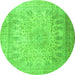 Square Persian Green Traditional Rug, tr3710grn