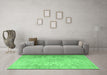 Machine Washable Persian Emerald Green Traditional Area Rugs in a Living Room,, wshtr3710emgrn