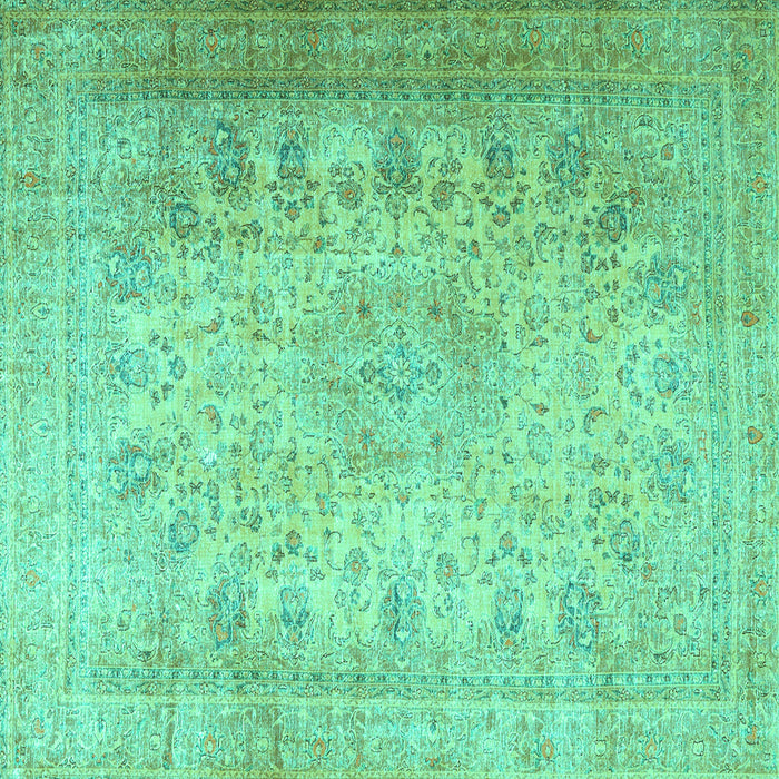 Square Machine Washable Persian Turquoise Traditional Area Rugs, wshtr3710turq