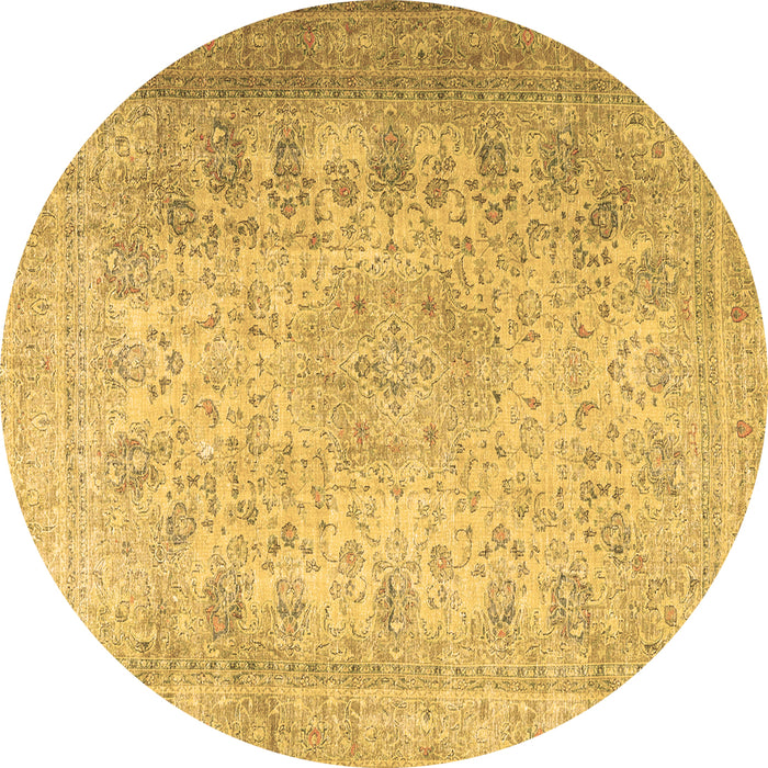 Round Persian Brown Traditional Rug, tr3710brn