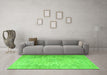 Machine Washable Persian Green Traditional Area Rugs in a Living Room,, wshtr3710grn